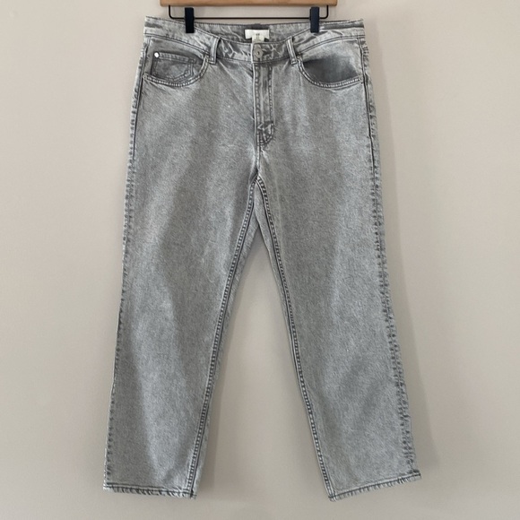 H&M High Rise Straight Leg Denim Jeans Light Acid Wash Gray Size 12 - Picture 13 of 14